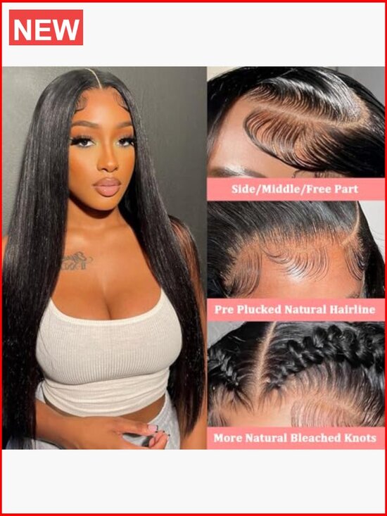 30 Inch 13x6 Lace Front Wig Human Hair 200 Density HD Transparent Straight Lace main image 4